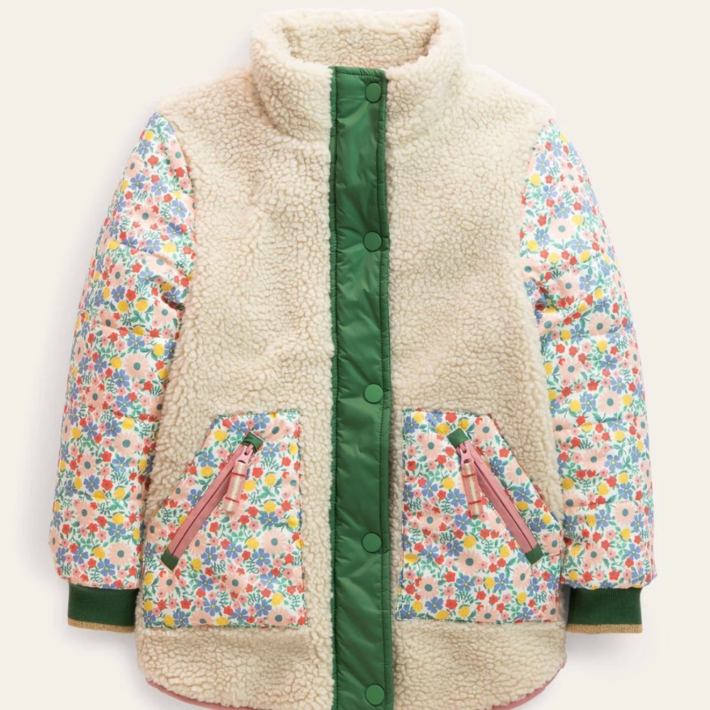 Boden Girls' Borg Spring Fleece Coat, Size 11-12 years